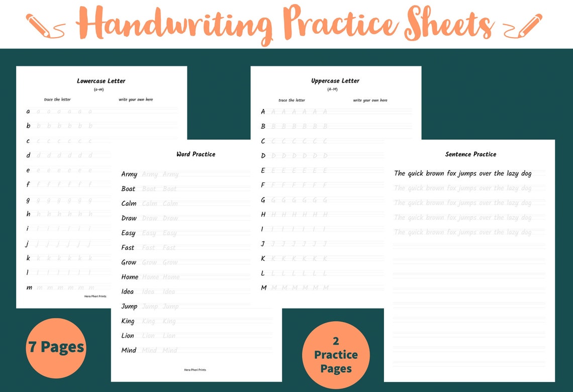 neat handwriting practice sheets printable handwriting etsy
