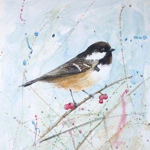 Black Capped Chickadee Fine Art Print / Watercolor / Original Art / Bird Painting