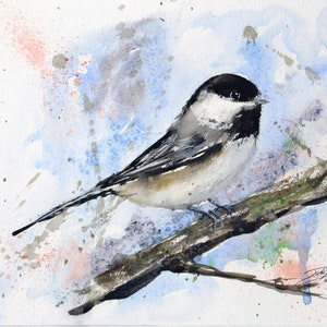 Black Capped Chickadee #1 Original Painting, watercolor, fine art, artwork, bird painting, birdwatching, backyard bird, bird art, chickadee
