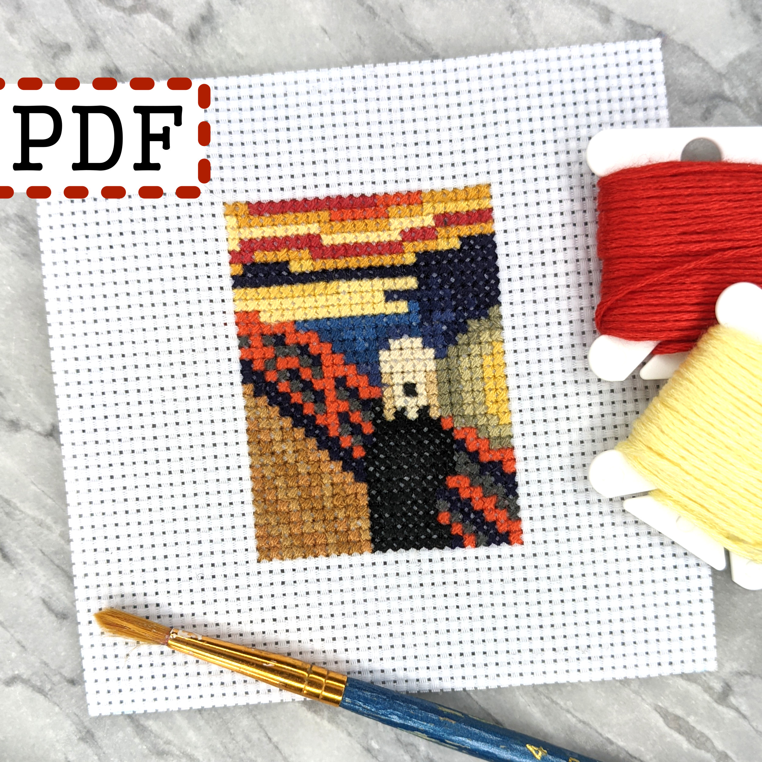 Sewing & Fiber Craft Supplies & Tools PDF mini Scream cross stitch