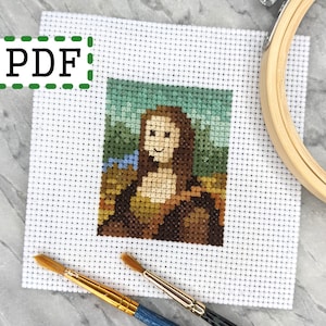 La Mona Lisa, pequeño patrón de punto de cruz mini art