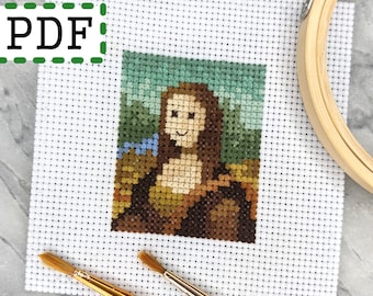 The Mona Lisa, small mini art cross stitch pattern