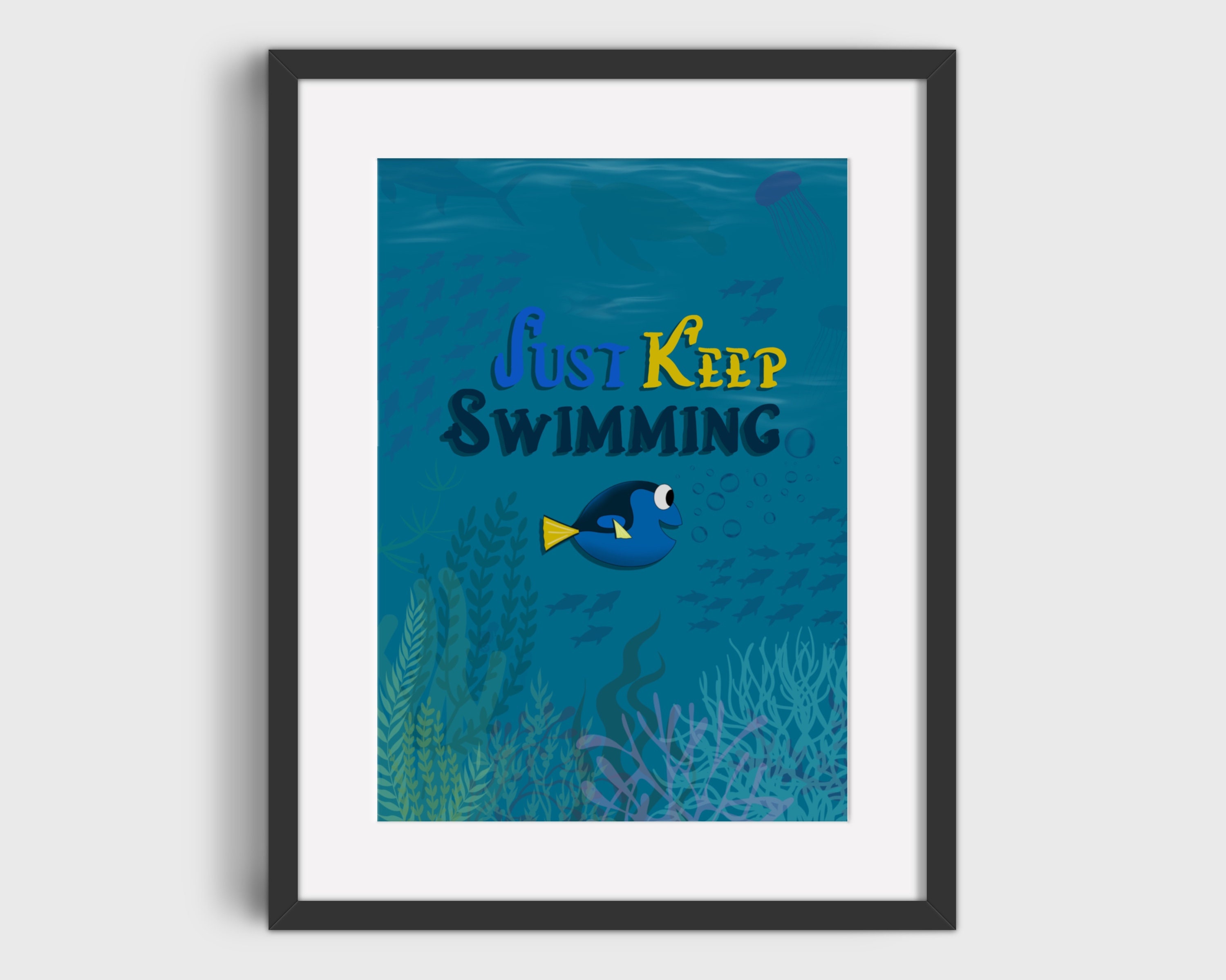 Just Keep Swimming Print Dory nautical print sea life | Etsy