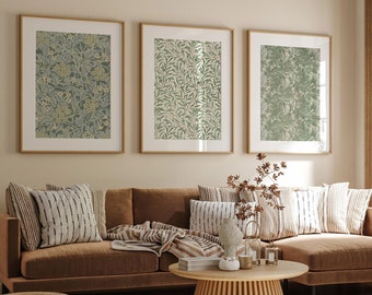 Set of 3 Patterns Prints, Green Blue Tones, Living Room Decor, Kitchen Decoration, INSTANT DOWNLOAD # 3-23