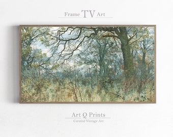 Samsung Frame TV Art 4K, Paisagem, Arte de Parede Vintage, Cores Azul-Verde, Pintura em Aquarela, Arte para TV, Download Digital