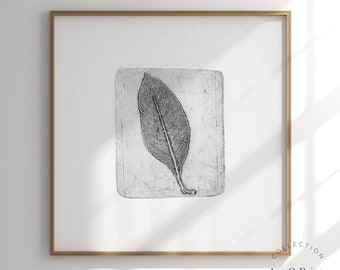 19th-Century Vintage Print, Wall Decor, Leaf, Black & White Aesthetic, Interior Wall Art, INSTANT DOWNLOAD #590