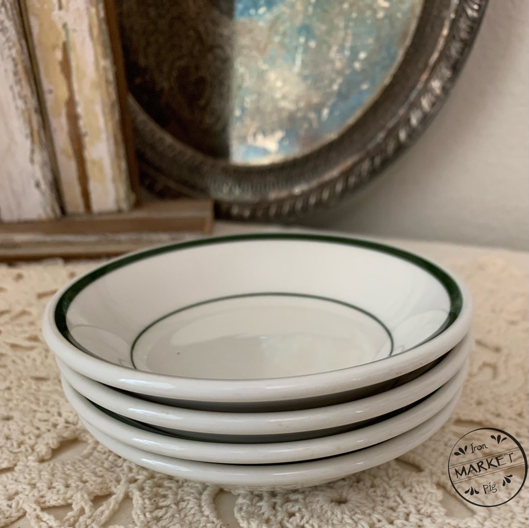 Vintage Walker China Restaurant Ware Butter Pat/berry Bowl/striped Butter Pat/u.s. Made