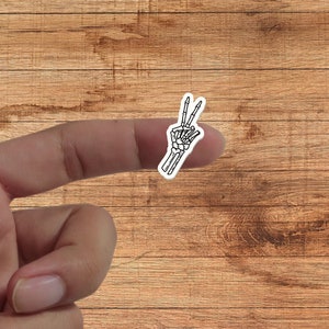 Mini calcomanía de esqueleto de la paz, calcomanía para vaso de computadora portátil con mano espeluznante