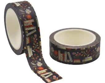 Book Themed Washi Tape, Snail Mail, Bullet Journaling, Scrapbook Embellishment
