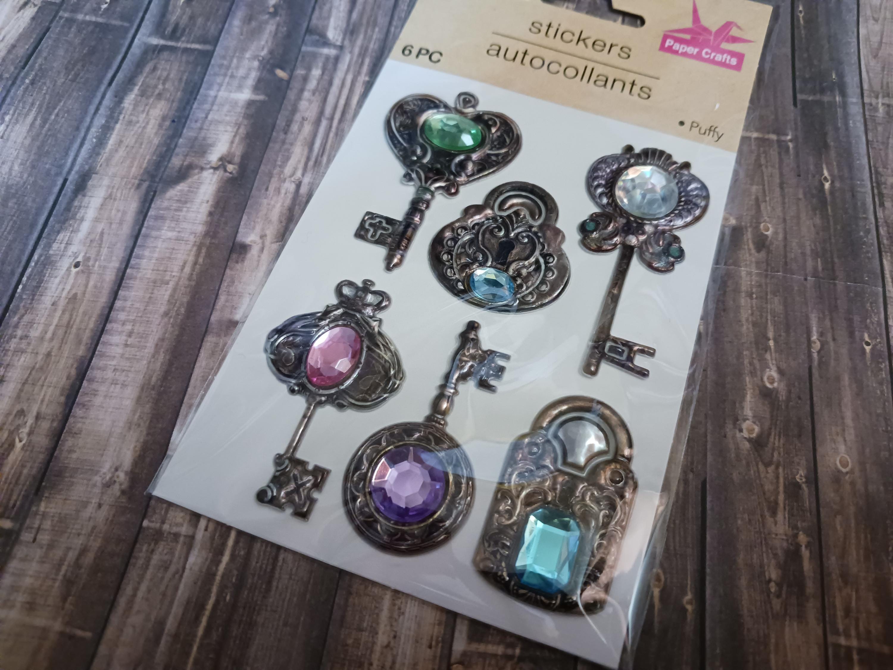 6pc 3D Jeweled Rhinestone Key Stickers, Scrapbooking Embellishments - Etsy
