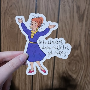 Nostalgischer Ms Frizzle Aufkleber, Magischer Schulbus Laptop Becher Aufkleber