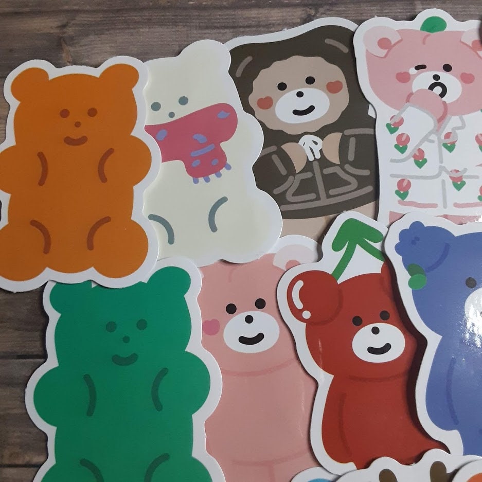 27pc Vinyl Kawaii Bear Stickers Die Cut Planner Supplies Etsy UK