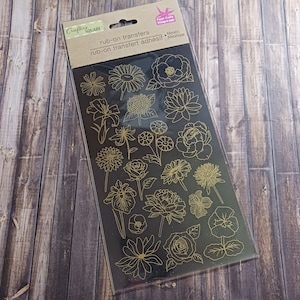 Metallic Blumen Rub On Transfers, Scrapbook Verzierungen