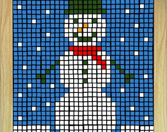 Snowman Rubiks Cube Art Mosaic