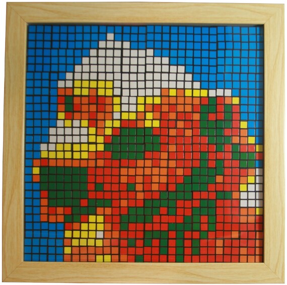 GAN Mosaic 10x10 - 100 Rubik's cubes for mosaic art 