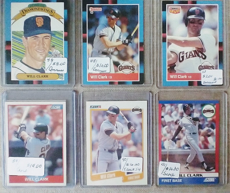 1980s and 1990s All Stars Baseball Cards Will Clark - Etsy