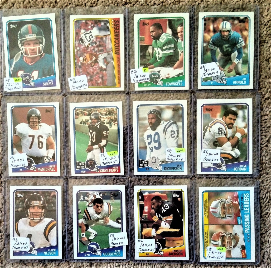 1988 Topps Football Cards Simms Buccaneers Townsell Etsy