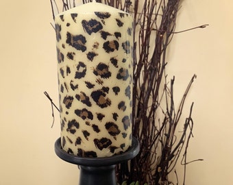 Cheetah Print Pillar Candle