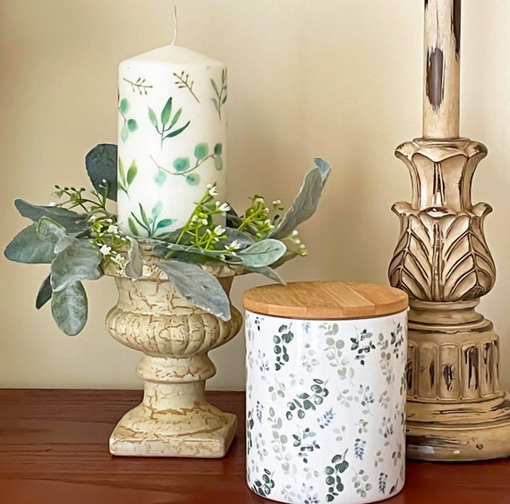 Botanical Pillar Candle Etsy