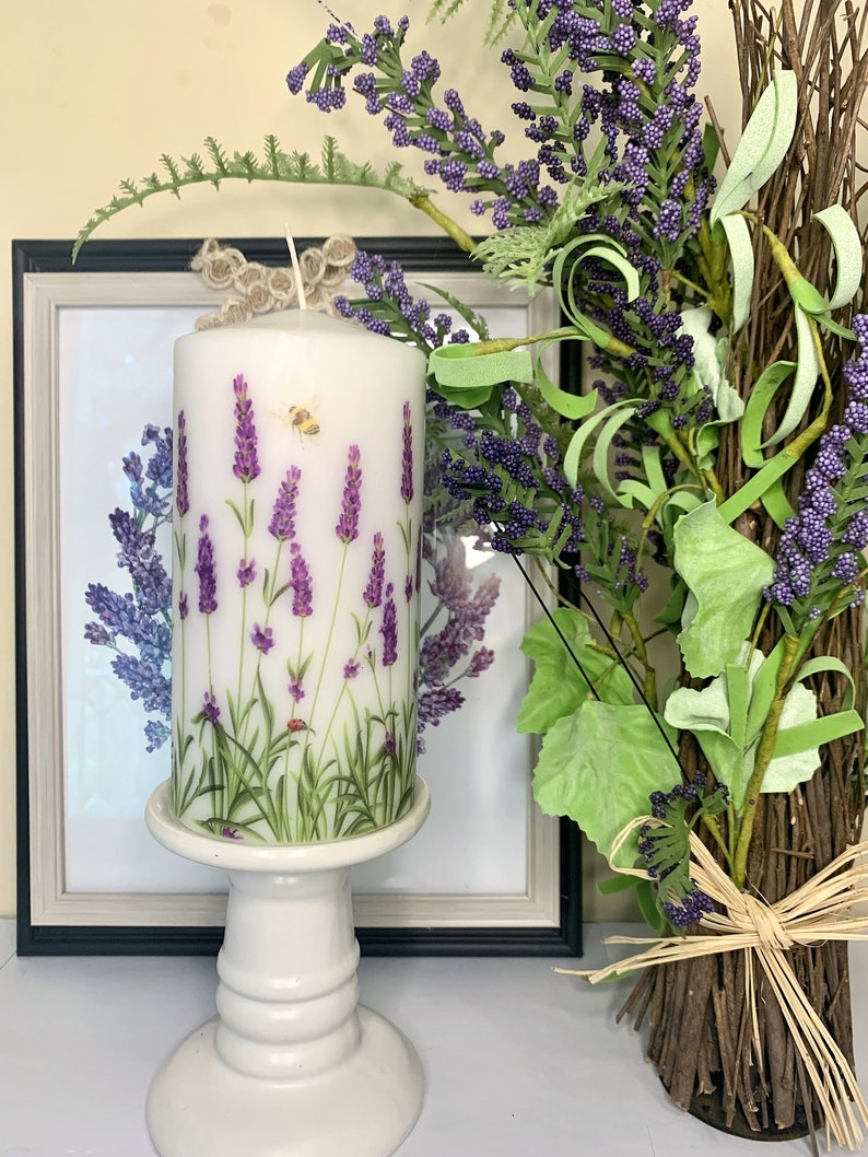 Lavender Blossoms Pillar Candle 2nd Series image 1