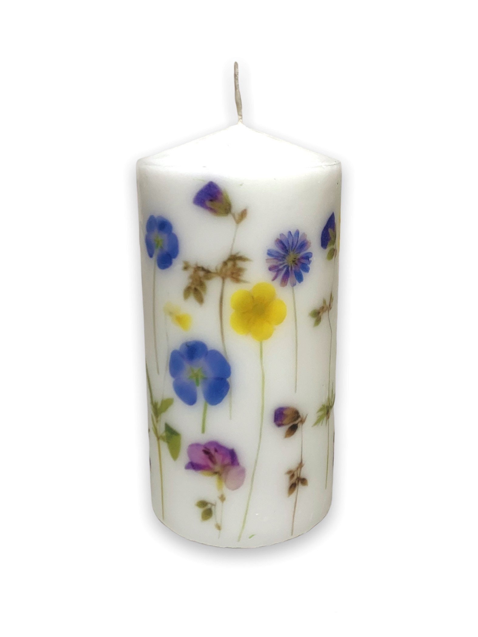 Pressed Flowers Pillar Candle Etsy