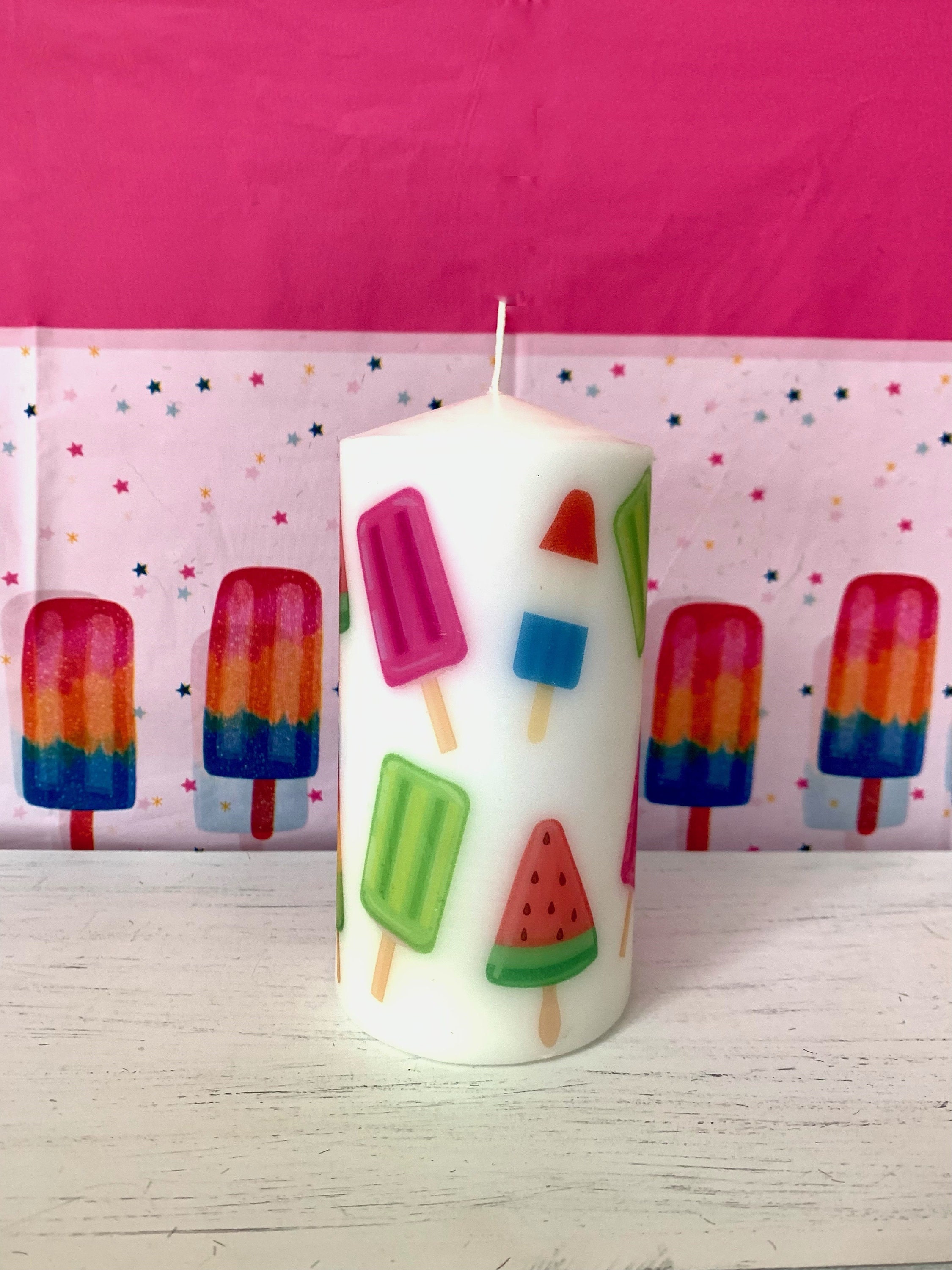 Summer Ice Cool Candle Set,Cute Watermelon Popsicle Fruit Juice Funny Baby  Kids Children Happy Birthday Candles,Party Supplies,Cake Decoration