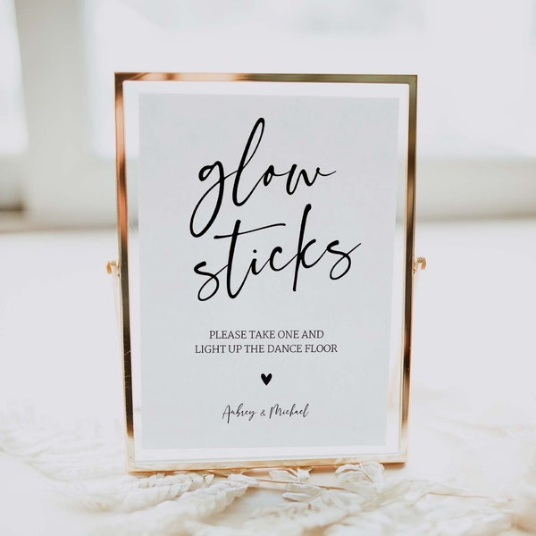 Glow Sticks Wedding Sign • Light Up the Dance Floor Sign • 5x7 and 8x10 Printable Wedding Signs • Modern Wedding Signs • BC-WS-12