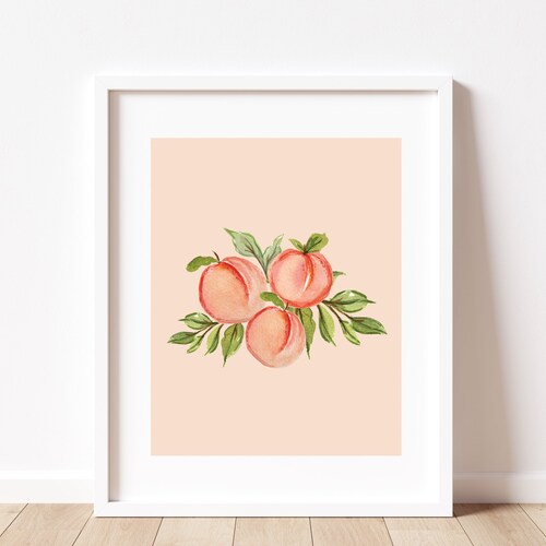 Watercolor Peaches Printable Wall Art Peaches Decor Etsy