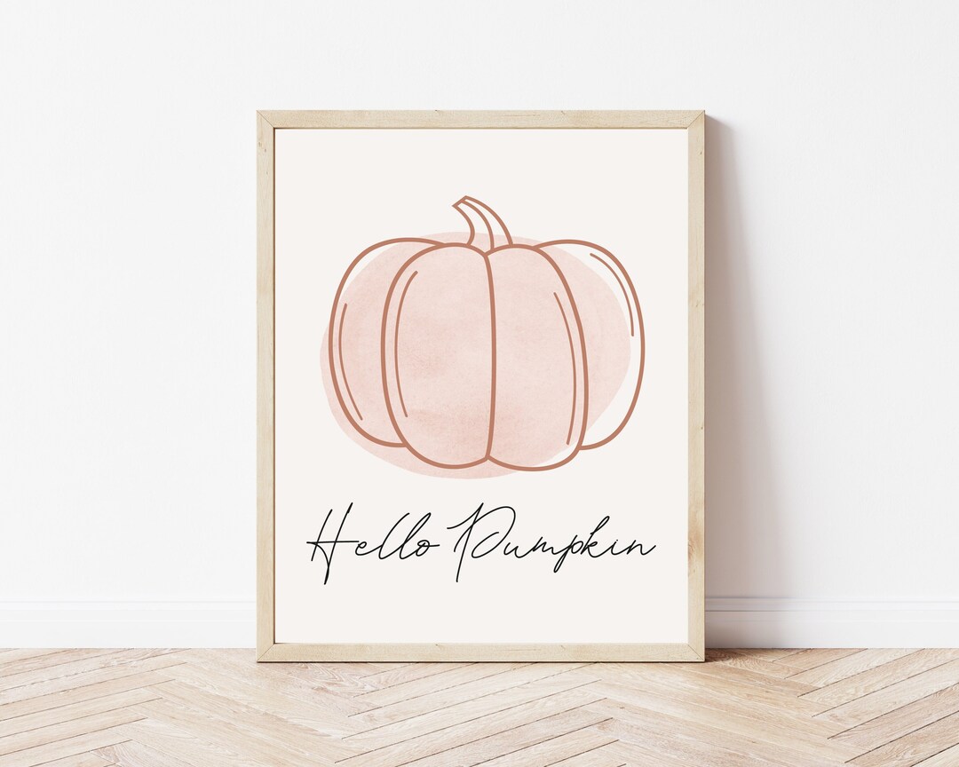 Hello Pumpkin Printable Wall Art Boho Pumpkin Wall Art Etsy