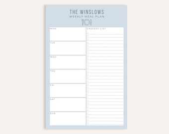 Personalized Meal Plan and Grocery List Notepad: Custom Stationery, 50-Sheet Memo Pad, Shopping List