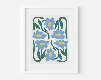 Modern Flowers Wall Art • Kid's Room Wall Art • Kid's Room Decor • Flower Market Wall Art • Blue Flowers Art