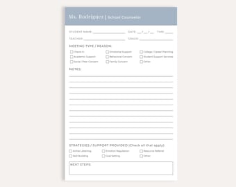 Bloc de notas personalizado para consejero escolar, bloc de notas para reuniones de estudiantes, regalo para consejero