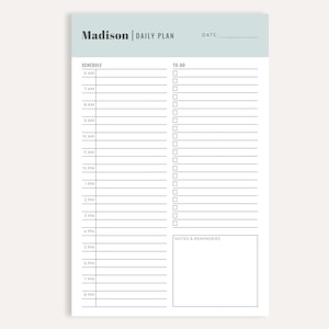 Personalized Daily Planner Notepad, Custom Name Desk Pad, Hourly Schedule To-Do List