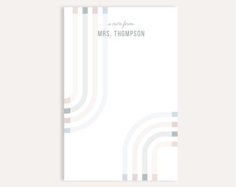 Personalized Teacher Rainbow Notepad, Teacher Appreciation Week Gift, Custom Name Classroom Stationery