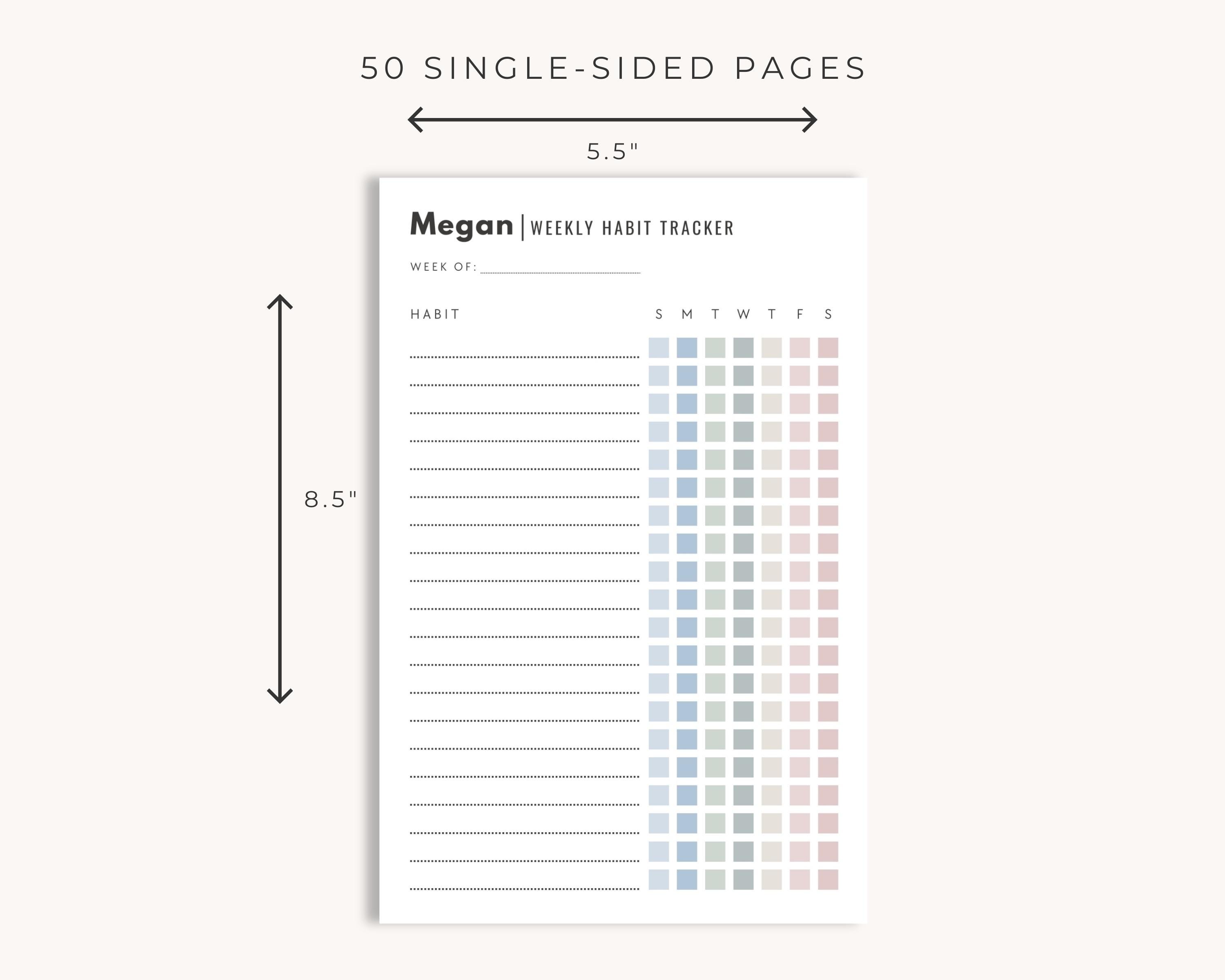 Personalized Weekly Habit Tracker Notepad, Custom Tracker Pad, Minimal ...