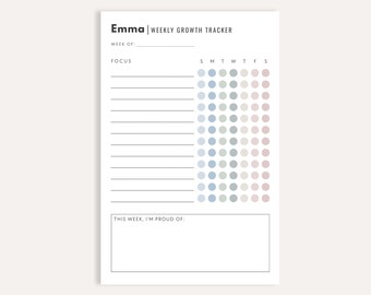 Personalized Weekly Growth Behavior Chart Notepad, Positive Behavior Tool, Child Development