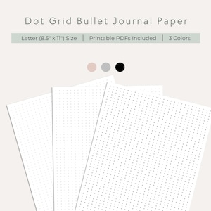 Dot Grid Bullet Journal Paper, 8.5" x 11", 3 Colors (PDF File)