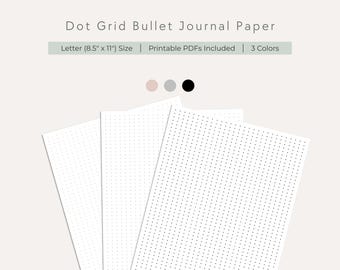 Dot Grid Bullet Journal Paper, 8.5" x 11", 3 Colors (PDF File)