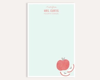 Personalized Teacher Name Notepad, Teacher Appreciation Week Gift, Custom Classroom Stationery