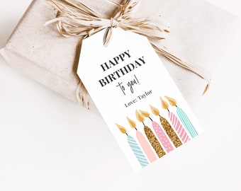 Printable Happy Birthday Gift Tag • Happy Birthday Gift Tag • Birthday Candles Happy Birthday Gift Tag