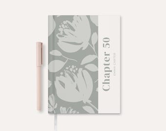 50th Birthday Journal, Custom Name & Age Hardcover Diary, Personalized Floral Notebook, Gift for Her