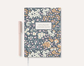 Personalized Gratitude Journal, Custom Name Gift, Floral Notebook, Reflection Keepsake, Daily Writing Book