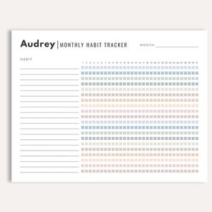 Personalized Monthly Habit Tracker Notepad, Custom Tracker Pad, Minimal Desk Gift