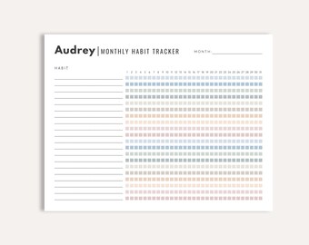 Personalized Monthly Habit Tracker Notepad, Custom Tracker Pad, Minimal Desk Gift