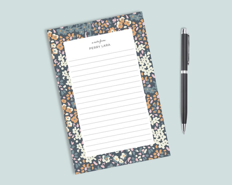 Personalized Floral Notepad: Custom Stationery Gift, 53 Lined Sheets - Etsy
