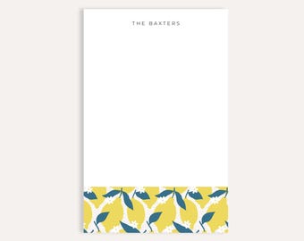 Personalized Lemon Notepad, Custom Name Stationery, Family Writing Pad, Kitchen Gift