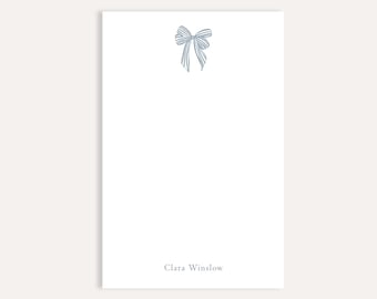 Personalized Bow Writing Paper Notepad, Custom Name Stationery, Elegant Gift for Her