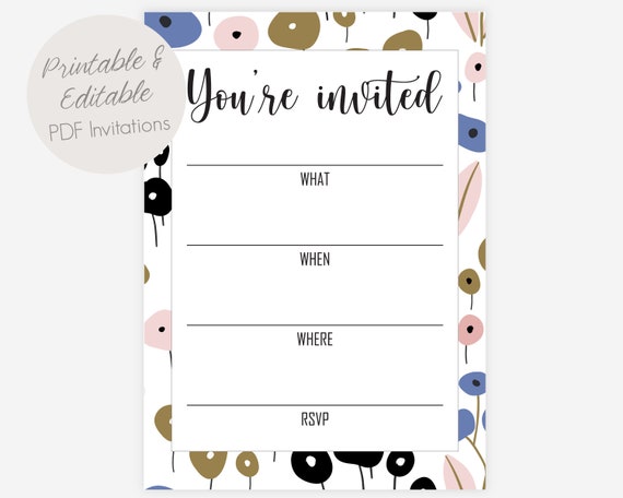 Printable and Editable You're Invited Invitation Fill in - Etsy