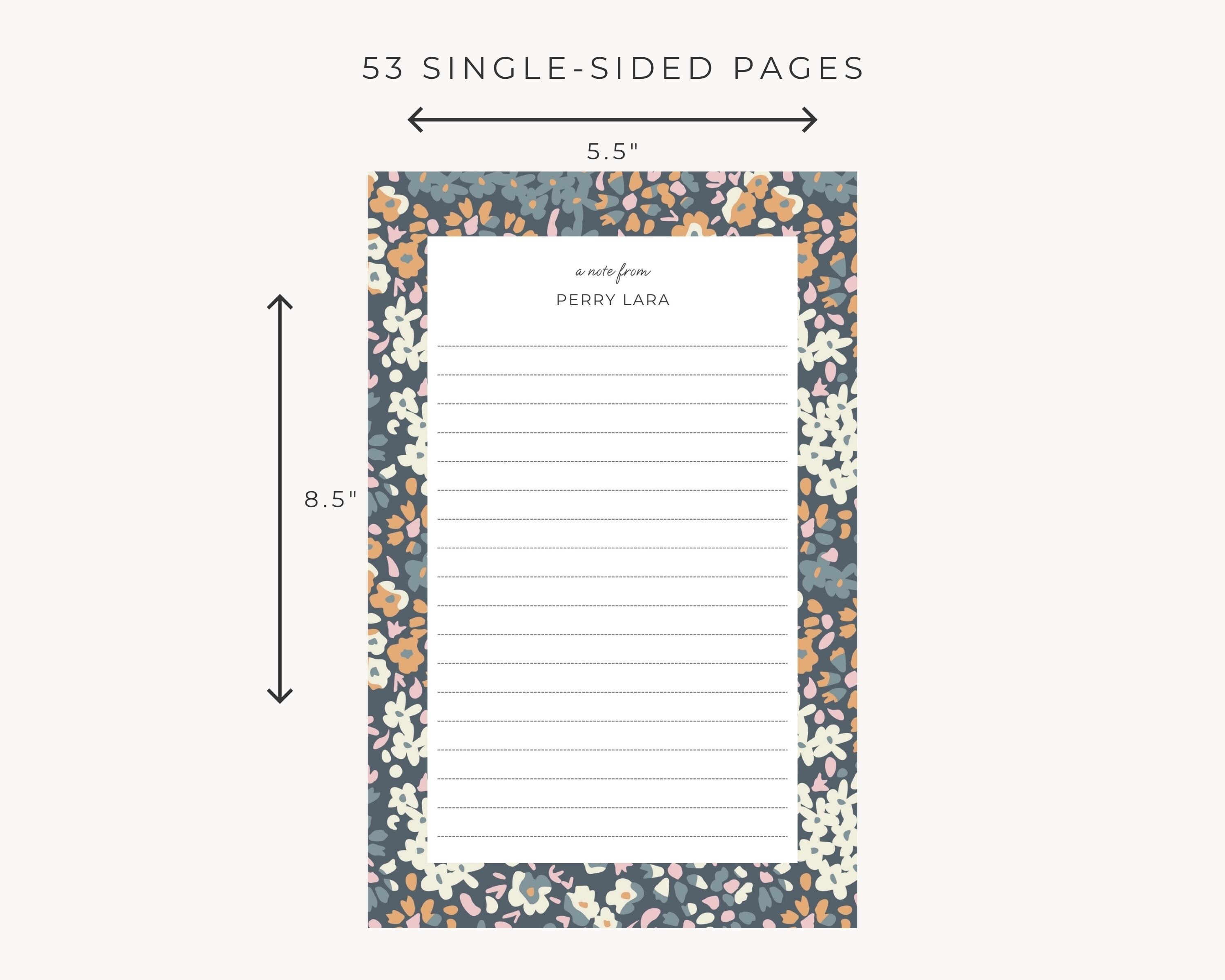 Personalized Floral Notepad: Custom Stationery Gift, 53 Lined Sheets - Etsy