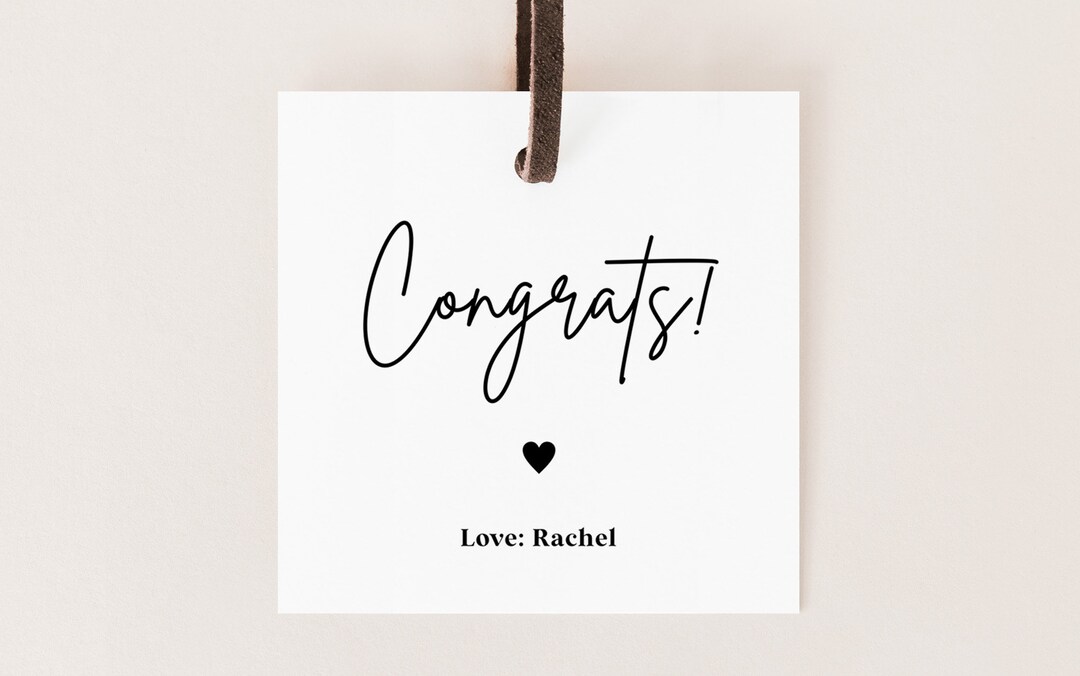 Congrats Gift Tag • Black and White Congrats Tag • Minimalist Congrats ...